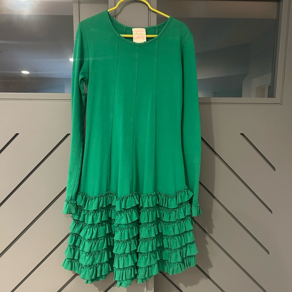Lemon Loves Lime Emerald Green Ruffle Dress